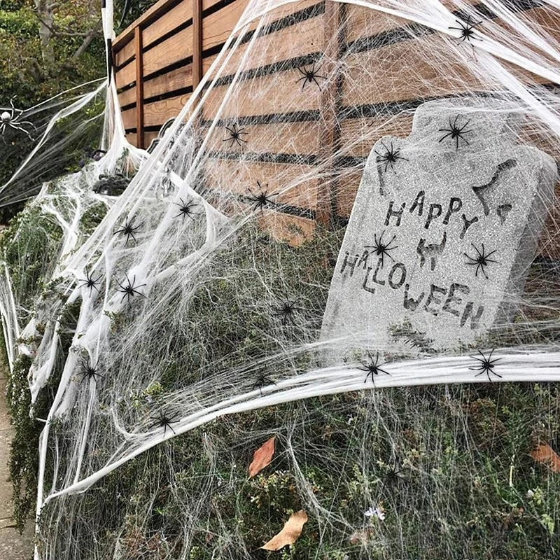 Wholesale Artificial Spider Web Halloween DIY Hanuted House Stretchy Cobwebs with Fake Spiders Indoor Outdoor Garden Party Decor