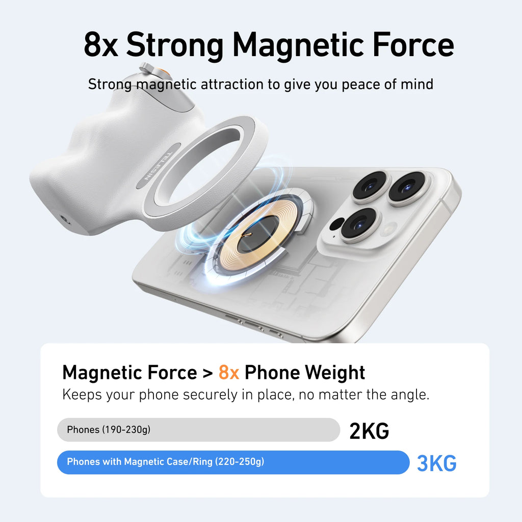 TELESIN Phone Camera Shoot Hand Grip Magnetic Smart Phone Holder Shooting Aid Remote Control Handle For Iphone Android Phone