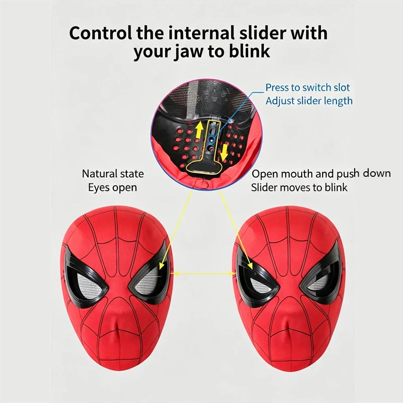 2026 《Spider Man:Brand New Day 》 1:1 scale mask, chin strap with operable blink control, Halloween Spider Man cosplay toy