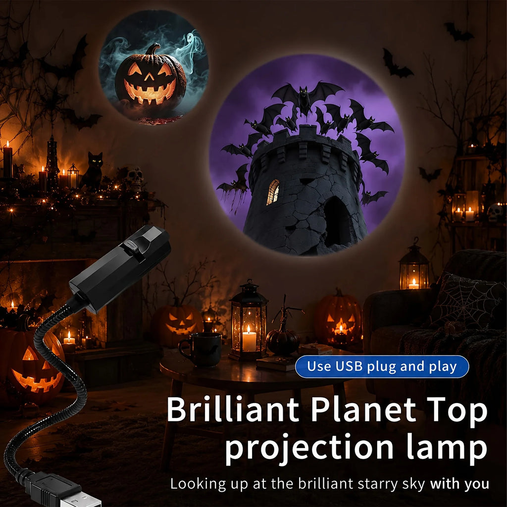 Halloween Led Projector Night Lights USB Plug and Play HD LED Projector Lights for Room Ceiling Window Halloween Decor Wall Lamp